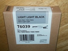 09-2023 GENUINE EPSON T6039 LIGHT LIGHT BLACK 220ml INK STYLUS PRO 7880 9880 picture