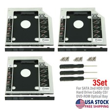 9.5mm Universal For SATA 2nd HDD SSD Hard Drive Caddy CD/DVD-ROM Optical Bay 3X picture