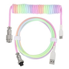 10ft Coiled Keyboard Cable Type-C to USB Detachable Aviation Cable Rainbow Color picture