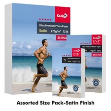 Assorted Size Pack - Koala Ultra Premium Satin Photo Paper 72lb Inkjet Printer picture