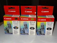 NEW CANON LOT OF 3 - BC1-21 Black and BC1-21 Color - Factory Sealed picture