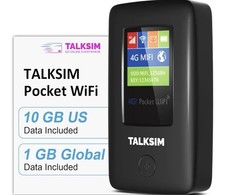 TalkSim MF67 Portable 4G LTE Pocket WiFi With 10GB Data US & 1GB Global Data picture