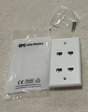 4 Port Cat6 RJ45 Ethernet Wall Plate Female to Female  picture