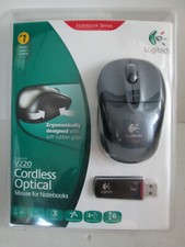 Logitech V220 Gray Cordless Optical Mouse For Notebooks Work Travel Home PC Mac picture