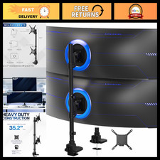 Dual Ultra-Wide Monitor Desk Mount - Vertically Stacked, Heavy Duty, Adjustable, picture