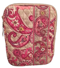 Vera Bradley Women's Pink Beige Paisley Floral Quilted E-Reader Tablet Sleeve picture