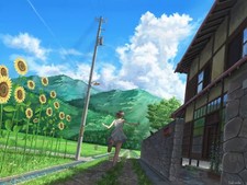 Landscape sunflowers sky clouds running short hair Custom Gaming Mat Desk picture