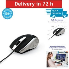 Verbatim Corded Notebook Optical Mouse USB Precision Scroll Wheel Silver picture