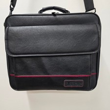 Targus Black Faux Leather Laptop Messenger Bag Briefcase with Red Accent Stripe picture