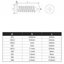 M2-M8 Black 304 Stainless Steel Phillips Ultra Thin Flat Wafer Wood Screws picture