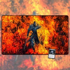 Fire Knight TCG Playmat Gaming Mousepad Dark Fantasy Medieval Desk Mat, MTG picture