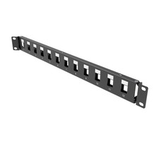 1U Hinged 12-Port Blank Keystone Patch Panel, 19
