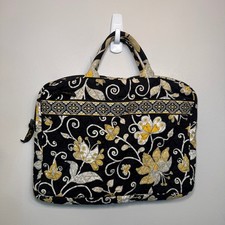 Vera Bradley Yellow Bird Quilted Laptop Sleeve Case Floral Black Yellow Padded picture
