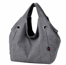 Ladies Handbag Canvas GRAY - H 12