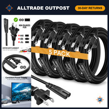 5-Pack 1ft AC 2-Prong Power Cord for TV, PS5, PS4, Xbox, Speakers - C7 Replaceme picture