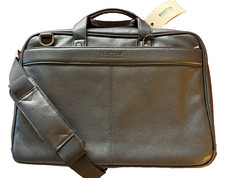 Kenneth Cole Reaction Black Soft  Leather Briefcase Bag+Shoulder Strap New+Tags picture