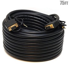 75FT VGA SVGA Monitor Cable PC Laptop HD15 Male M/M w/ 3.5mm Stereo Audio Plug picture