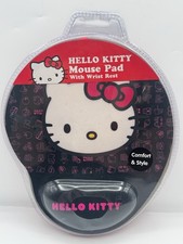 Hello Kitty 2010 Mouse Pad Black Pink Sakar Sanrio New Factory Sealed picture
