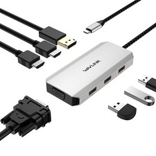 Laptop Docking Station Quad Monitor 7-in-1 USB C Hub 2x 4K HDMI 4K DP VGA USB2.0 picture