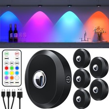 WILLED Rechargeable RGB Puck Lights with Remote Rgb Multicolor, Black picture