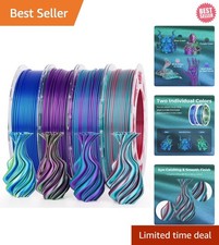 Enhanced Silk PLA Filament Set - Blue Green & Coral Purple, Perfect for Crafts picture
