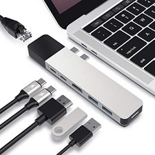 HYPER DRIVE USB C HUB NET 6-IN-2 MACBOOK MULTI-PORT 4K30HZ HDMI - SILVER picture