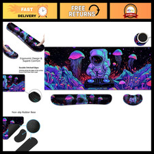 Large Gaming Desk Mat with Wrist Rest & Cup Coaster Set, Ergonomic XXL Mouse Pad picture