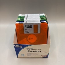 IBM 2HD Neon Office Depot 3 1/2” Formatted 1.44 MB Diskettes Never Used (18) picture