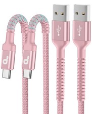 2PK 10FT USB A to USB C Cable Fast Charger Cord Type C Pink for iPhone 15 picture