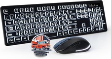 Teclado inalámbrico de letra grande para Windows, portátil, PC, negro US NUEVO  picture