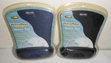 Belkin Lot of 2 Wave Rest Gel Mouse Pads - Dark Navy Blue & Black Wrist Support picture