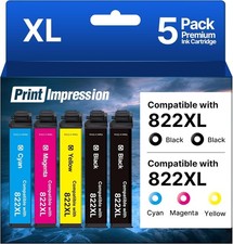 822 Ink Cartridges Work for Workforce Pro WF-3820 WF-4820 WF-4830 Printer (5 Pac picture