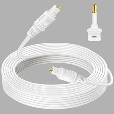 75 feet White Optical Audio Cable, Slim Optical Cable, Toslink Digital Audio ... picture