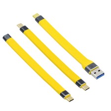 CABLECY Flat Slim FPC Data Cable Yellow USB 4 / USB 3.1 Type C Male to Female picture