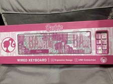 Barbie Wired USB Keyboard  Pink Ergonomic Design Culturefly Computer Movie NEW picture