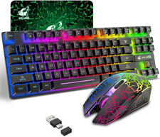 Wireless Membrane Gaming Keyboard and Mouse Set with 87Key Tenkeyless-Black picture