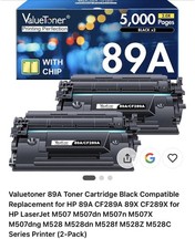 ValueToner 89A CF289A Black Laser Toner Compatible for HP M507 Series (2 pack ) picture