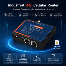 LTE Cat.1 Mini Industrial Cellular Router, Global 4G LTE, Dual LAN/WAN picture
