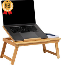 Bamboo Lap Desk Laptop Stand Bed Tray Folding Legs Dorm Table 19.75