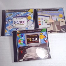 TEKNIMEDIA Computer Basics 3-CD-Rom set Literacy Series PC100 PC101 PC110 skills picture