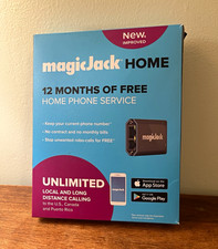 magicJack HOME VoIP Home Phone Adapter Kit USB 1-Line Black w/ Power & Cables picture