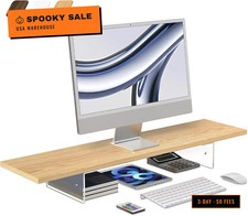 Monitor Stand Riser,Wood & Acrylic Computer Monitor Stand with LED Light,Desk Ac picture