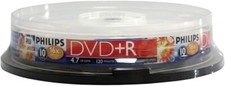 Philips DVD+R: 1-16x Speed, 120min, 4.7 GB DR4S6B10F/17 Cake Box Spindle - 10 Pk picture