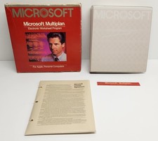 Vintage Microsoft Multiplan Apple II Software 5.25 Disks Binder Manual Box Rare picture