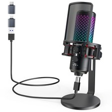 USB Microphone for iPhone iPad Android PC RGB Mic w/ Mute Gain Real-Time picture