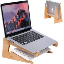 Wooden Laptop Stand Vertical for Desk Bamboo Compatible with MacBook Air picture