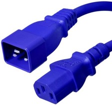 10 PACK LOT 10ft IEC C20 - C13 Blue Power Cord 14AWG 15A/1875W 100-250V 3M picture