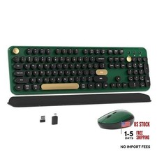 Colorful  Wireless Computer Keyboard and Mouse Combo (Dark Black-Dark Green picture