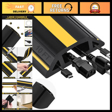 10FT Heavy Duty Floor Cord Cover - 3 Channel PVC Cable Protector for Home & Offi picture