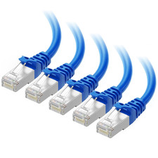 Cable Matters 10Gbps 5-Pack Snagless Shielded Cat 6A Cable, 1Ft, Blue | S/FTP picture